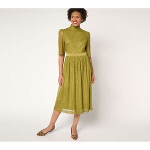 Liberare Women's Dress Sz XL Elbow Sleeve Lace Midi Green A682312